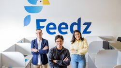 Bruno Soares, Gabriel Leite e Rafaela Cechinel, sócios da Feedz. Foto: divulgação.