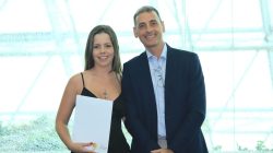 Ana Paula Dahlke (Economia SC) e Leandro Mode (diretor de comunicação da Vale).  Foto: Jurandir Santana.