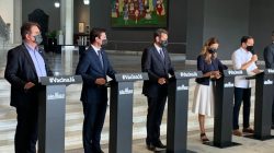 Na coletiva desta quarta-feira no Palácio dos Bandeirantes, Vinícius Lummertz à esquerda. Foto: divulgação