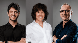 Matheus Dellagnelo, CEO Américas da Indicium AI; Kelly Manthey, CEO Global da Indicium AI; e Jacob Parsons, CEO Europa da Indicium AI